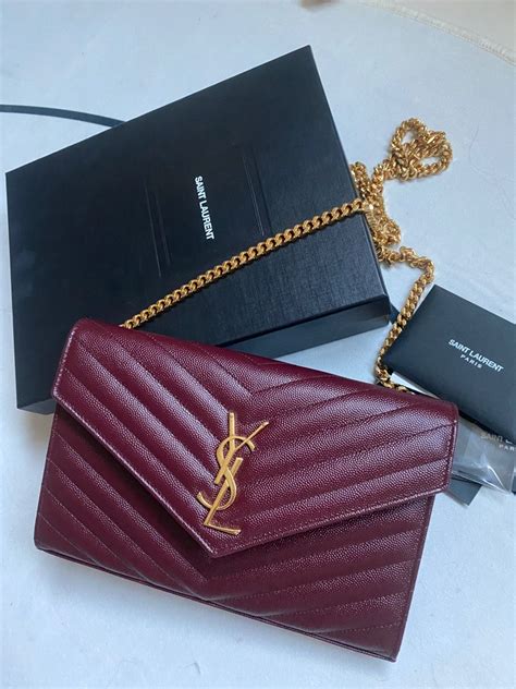 ysl bag brown wallet chain|YSL cassandre envelope chain wallet.